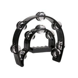 Kikutani 828C BLK Lightweight Plastic Half Moon Tambourine, Black