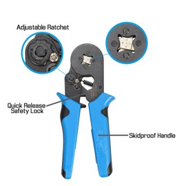 HSC8 6-4 0.08-10 mm² Self-Adjusting Wire Ferrule Crimping Tool Set, Ferrule Crimping Pliers, Wire Stripper, Automatic Crimping Tool for Insulated, Uninsulated Wire Rope Ratchet Cable Lugs