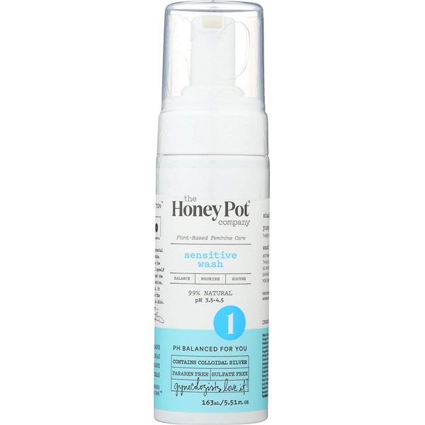 The Honey Pot Company Sensitive Wash | Herbal Infused Feminine Hygiene Natural Wash for Sensitive Skin Types | PH Balanced Plant Based Wash Free from Parabens and Sulfates | 5.51 Fluid Oz.