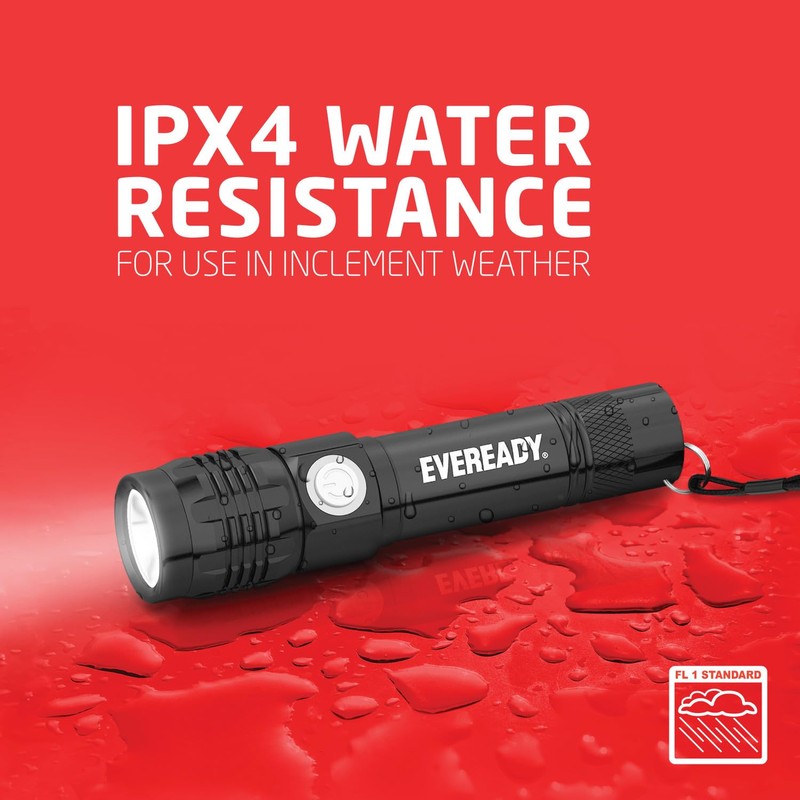 Eveready LED Tactical Flashlight, Bright Rechargeable Flashlights for Emergencies and