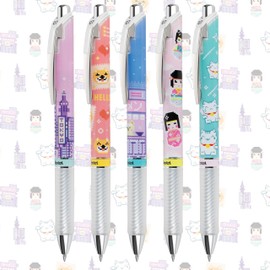 Pentel EnerGel RTX Liquid Gel Pen, Kawaii Tokyo Designs, (0.7mm), Medium Line, Black Ink, Pack of 5 (BL77KWIPF5A)