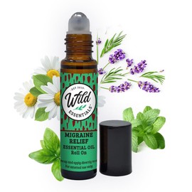 mEssentials Migraine Relief 10ml Essential Oil Roll On, Organic Jojoba Oil, All Natural, Slim Glass Bottle, Premium Stainless Steel Applicator