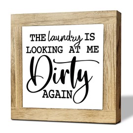 Rustic The Laundry Is Looking at Me Dirty Again Wood Sign, Amusing Laundrys Room Decor, Farmhouse Home Decor, Amusing Shelf Decoration, New Home Housewarming Gift