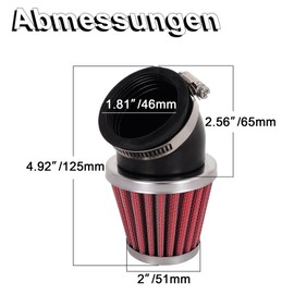 Motorcycle Air Filter 48 mm Compatible with Dirt Bike Mini Bike Pit Bike Motocross GY6 ATV SSR TTR AJS, Scooter Moped
