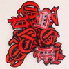 Red Gothic Iron on Old English Letter Patches A-Z 2"