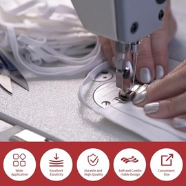 Lydia's Deal Elastic Band for Sewing 1/4 Inch Wide 10 Yards, Durable & Soft High Elasticity Stretch Elastic Bands Cord for Sewing, Waistbands, Pants, DIY Crafts, White