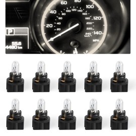 ongfuwu 10PCS Car T5 Halogen Light Bulb, 12V Instrument Cluster Gauge Dash Lamp Bulb, Automotive T5 17 86 206 Light Bulb Replacement with Sockets, Universal Lighting Car Accessories (Warm White)