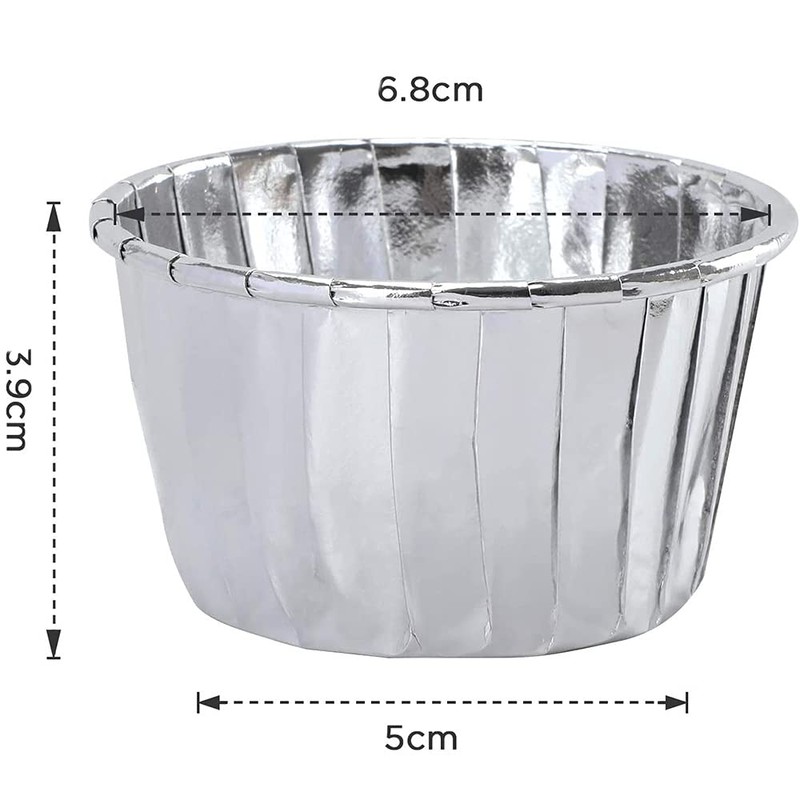 ANCLLO 50Pcs Party Hippo Cupcake Cups Foil Muffin Liners Gold