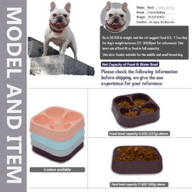 Hifrenchies Healthy Slow Feeding Dog Bowl for French Bulldog -Slow Feeder Dog Bowl No Chocking Dog Cat Food Water Bowl with Four-Leaf Clover Pattern (Coffee)