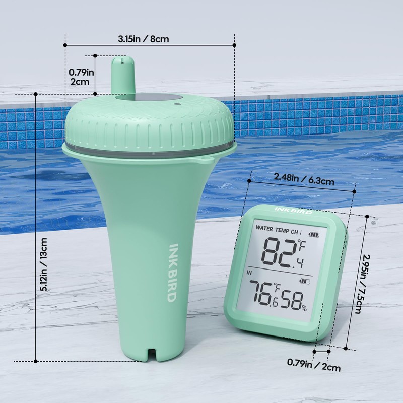 Inkbird Wireless Pool Thermometer and Receiver Set, Floating Thermometer with