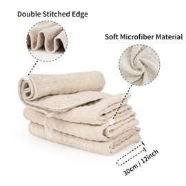 watchget Barista Micro Cloth 10 Pack, Microfiber Barista Cleaning Towels Microfiber Waffle Weave Kitchen Dish Cloth Coffee Bar Towel Coffee Machine Cleaning Cloth, Khaki(12"x12")