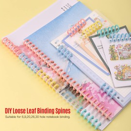 10PCS Binding Spine Combs 6 Holes Plastic Loose Leaf Binder Album Rings for DIY Notebook Photo Album Diary Book Calendar Binder Rings Study Card Scrapbook Booklet 12mm/0.5in Spine Diameter 80 Sheet