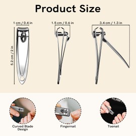 Nail Clippers Bulk Stainless Steel Portable Fingernail Cleaner Thick Sturdy Toenail Clipper, Travel Mini Sharp Curved Nails Cutter for Women Men Homeless Toe Finger, Manicure Trimmer (2-inch, 100)