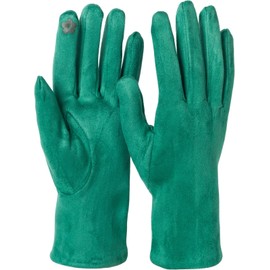 styleBREAKER 09010022 Women's Touchscreen Fabric Gloves with Removable Knitted Cuffs, Warm Finger Gloves, Winter, dark green