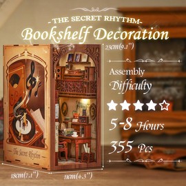 CUTEBEE DIY bookcase with LED lights. Creative DIY toys. Bookcase decoration. Holiday gift with LED lights,cover dust(THE SECRET RHYTHM)