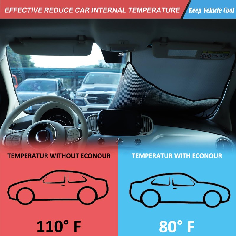 The Original Windshield Sun Shade Compatible with Fiat 500 2010-2025+