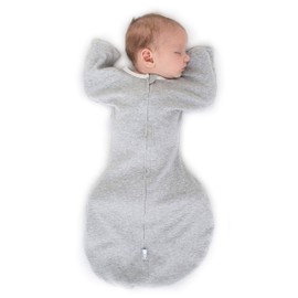 SwaddleDesigns Transitional Swaddle Sack with Arms Up Half-Length Sleeves and Mitten Cuffs, Heathered Gray, Medium, 3-6 Mo, 14-21 Lbs (Transition Swaddle Blanket for Baby Boys, Baby Girls)
