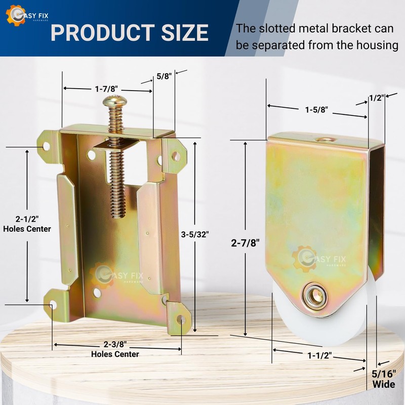 Easy Fix Hardware Concave Mirror Closet Wardrobe Bottom Roller Assembly