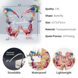 Girlfriend Gift Beautiful Butterfly Acrylic Plaque - Best Friend Gifts, Birthday, Christmas or Wedding