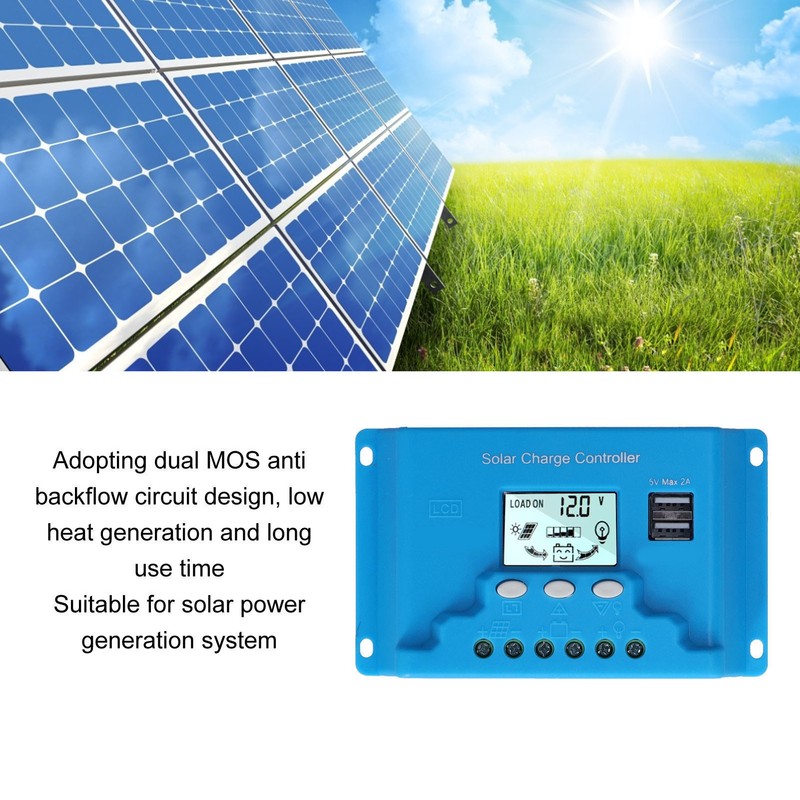 Solar Charge Controller LCD Anti Backfill Circuit Protection Solar Controller