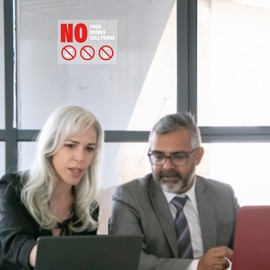 YIKIADA No Food Drinks Cell Phone Sticker 6 x 8 Inch Vinyl Removable Waterproof Self Adhesive Decal for Business School Outdoor Indoor 5 PCS