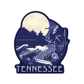 Die Cut Sticker Tennessee, Lake at Night, Contour Vinyl Sticker 1 to 3 inches (Waterproof Decal for Cars, Water Bottles, Laptops, Coolers), Small