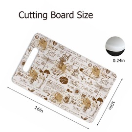 Bcumuq Coffee House Cutting Board Vintage Style Tea Coffee Theme Dragonflies Grip Handle Chopping Boards Cutting Board for Kitchen Plastic 16" x 10" x 0.24"