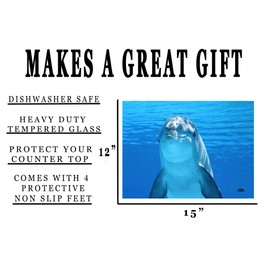 Rogue River Tactical Blue Dolphin Kitchen Glass Cutting Board Decorative Gift Design