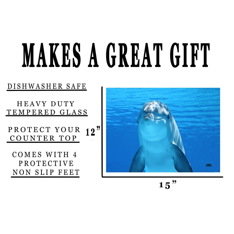Rogue River Tactical Blue Dolphin Kitchen Glass Cutting Board Decorative