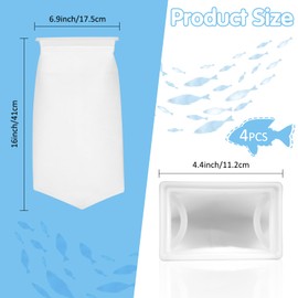 7 Inch Rectangle Filter Sock, 4 Pcs Saltwater Aquarium Filter Bags 300 μm Aquarium Filter Accessories for Saltwater Freshwater Fish Tank Filter