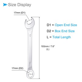 CoCud Combination Wrench, 17mm Metric Box Open End 6-Point Design 15-Degree Offset, Double Ended Box and Open End - (Applications: for Home Repairs)