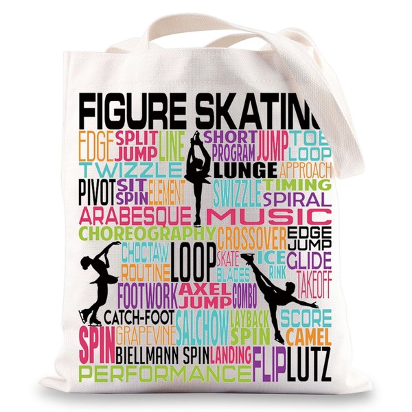 BWWKTOP Figure Skating Tote Bag Figure Skater Gifts Ice Skater