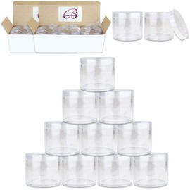 Beauticom 10 oz. (300g /300ML) (Quantity: 36 Packs) Thick Wall Round Leak Proof Clear Acrylic Jars with CLEAR Lids for Beauty, Cream, Cosmetics, Salves, Scrubs