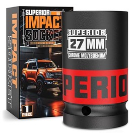 KIRXST 3/4 Inch Drive Deep Impact Socket 27mm Metric Jumbo Sockets, Axle Nut Socket for Car Wheel Hub Nuts, Trucks, Large Construction Machinery and Equipment