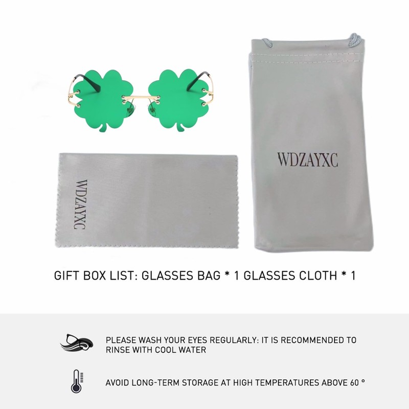 WDZAYXC Clover Glasses, Leaf Clover Metal Frame Glasses, Trendy Glasses