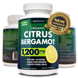 Healthy Extracts Citrus Bergamot Supplement – 150:1 Extract, 1200mg per Serving, 80% Polyphenols, Supplement for High Cholesterol, Italian Sourced, 60 Count, 1 Month Supply, Made in The USA