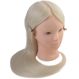 24" Cosmetology Makeup Face Painting Mannequin Manikin Heads with Hair,Salon Styling Practice Braiding Doll Head- Synthetic Hair -Blonde Color