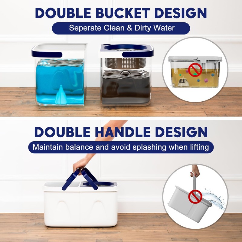 Spin Mop and Bucket with Wringer Set, Mop Bucket System