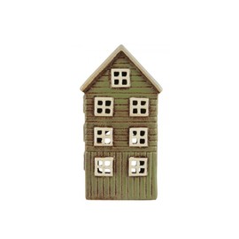 IB Laursen House f/tea light Thorshavn red door on side - W: 10 H: 20 L: 10