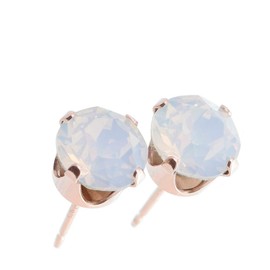 pewterhooter London Collection Women's Sparkling 14k Rose Gold plated Crystal Earrings with Gift Box. (White Opal)