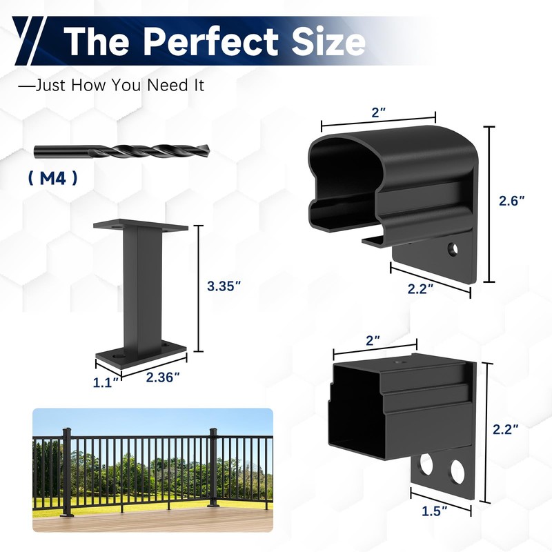 Egadis 4 Pack Aluminum Deck Railing Bracket Connector with Level