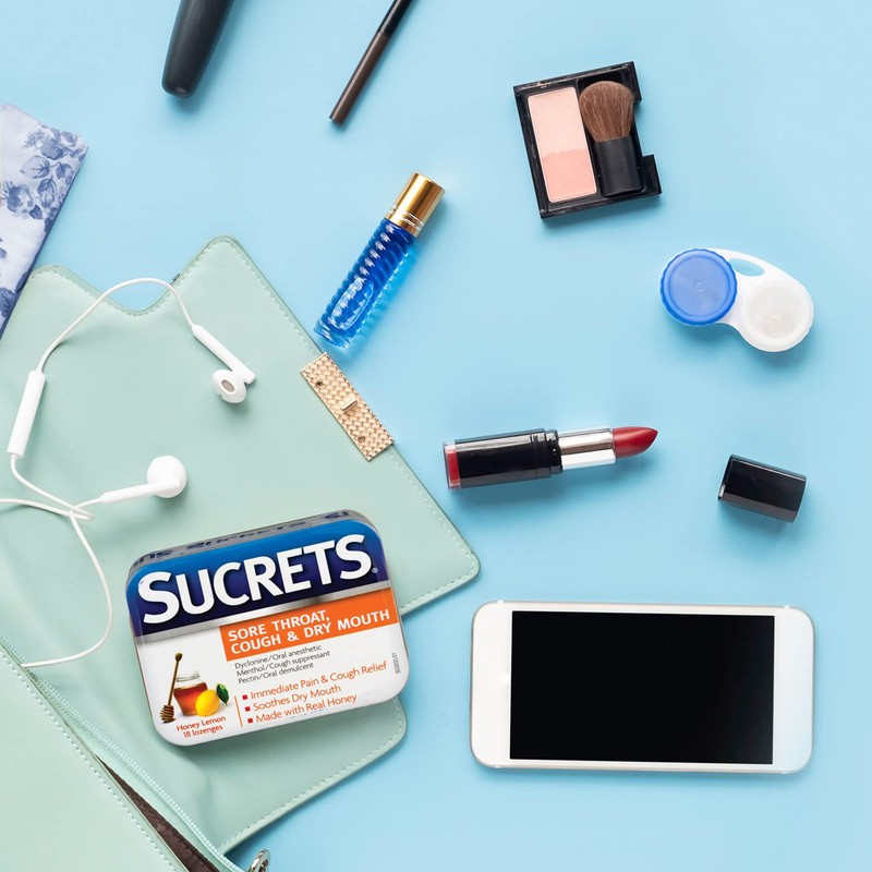 Sucrets Sucrets Sore Throat & Cough Lozenges, Honey Lemon, 18