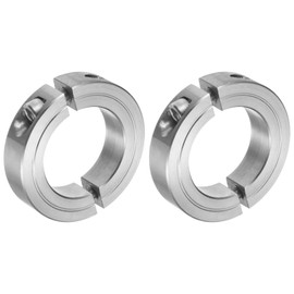 uxcell 2pcs Double Split Clamp-On Shaft Collar for 1-1/2" Shaft, Two-Piece Clamping Collar, 2-3/8" OD, 9/16" Thick, 304 Stainless Steel Axle Collar Clamp, Set Screw Style
