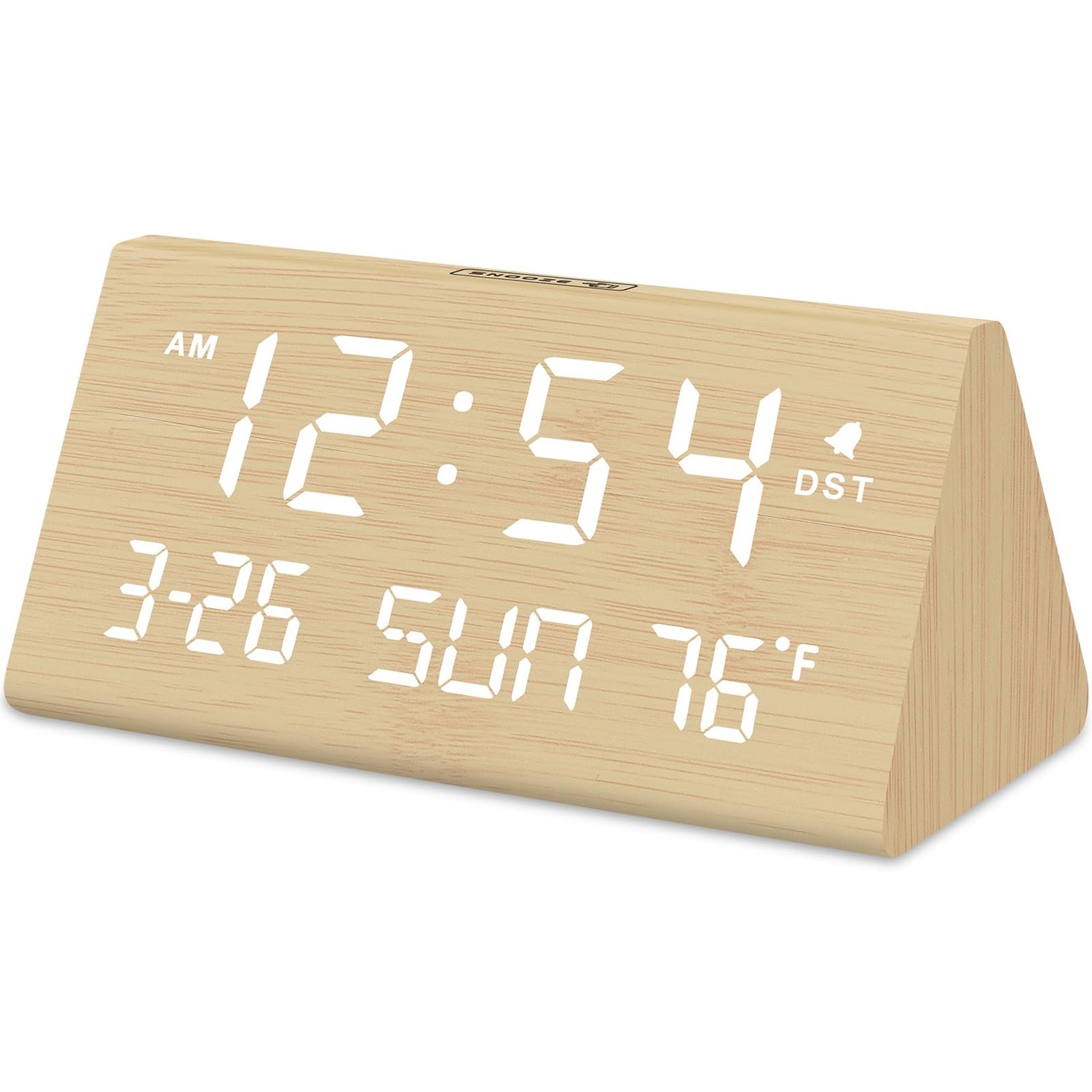 DreamSky Digital Alarm Clocks for Bedrooms - Wooden Desk Clock with ...