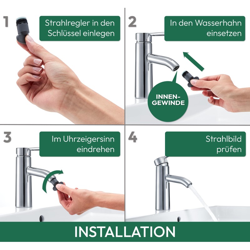 4 x M16.5 Perlator Water-Saving Screw-In Jet Regulator with Key