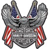 Harley-Davidson Chrome Bar & Shield Decal with Eagle & Flag