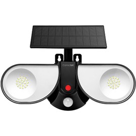 Consciot Solar Lights Outdoor, Ultra Bright Motion Sensor Solar Security Light 1000lm, 40 LED Wall Flood Light with Adjustable Dual Heads, IP67 Waterproof for Garage Patio Garden, Cool White, 1 Pack (OC-WL-001A)