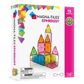 MAGNA-TILES Stardust 15-Piece Magnetic Construction Set, The ORIGINAL Magnetic Building Brand, 3-99 Years with 4 Mirrored Squares
