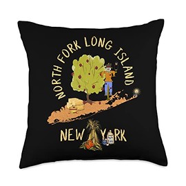 Long Island Graphic T-Shirts Apple Picking Harvest Scarecrow Long Island New York Throw Pillow, 18x18, Multicolor