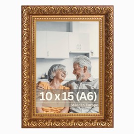 VictoR Vintage Picture Frame 'Rubens' in 10 x 15 cm (A6) Brown Gold, Frame Moulding: 30 x 20 mm, Real Glass, Baroque Picture Frame, Antique, Picture Frame 10 x 15 cm, Vintage